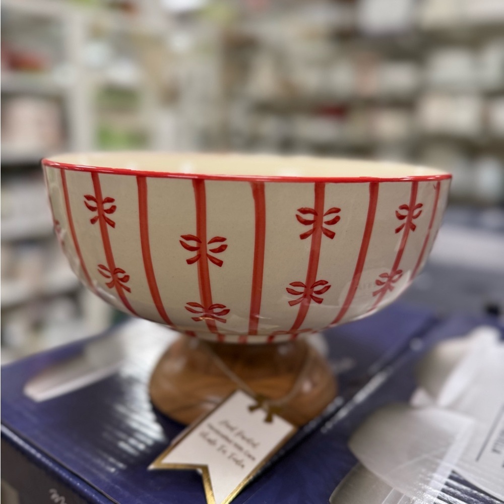 Red and Cream Decorative Bowl